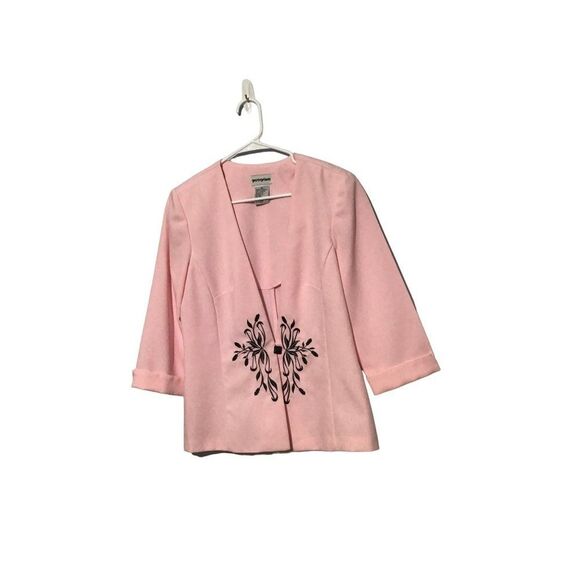 Pink Embroidered Floral Blazer Suit Jacket - Size 10 Perceptions - Picture 1 of 8